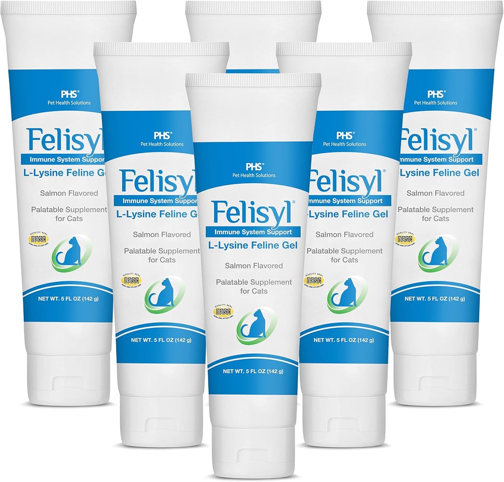 L-lyzínový gél pre mačky (5oz) Jednoduché kýchanie, Runny Nose, a Vodnaté oči. Chutné Salmon Flavor - Vyrobené v USA (6 balenie)