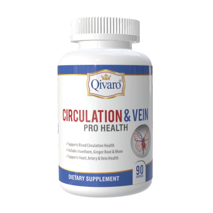Circulation & Vein Pro Supplement - Obsahuje Niacín, L- Arginín, Ginger, Cayenne Pepper, Hawthorn & Diosmin - 90 kapsúl