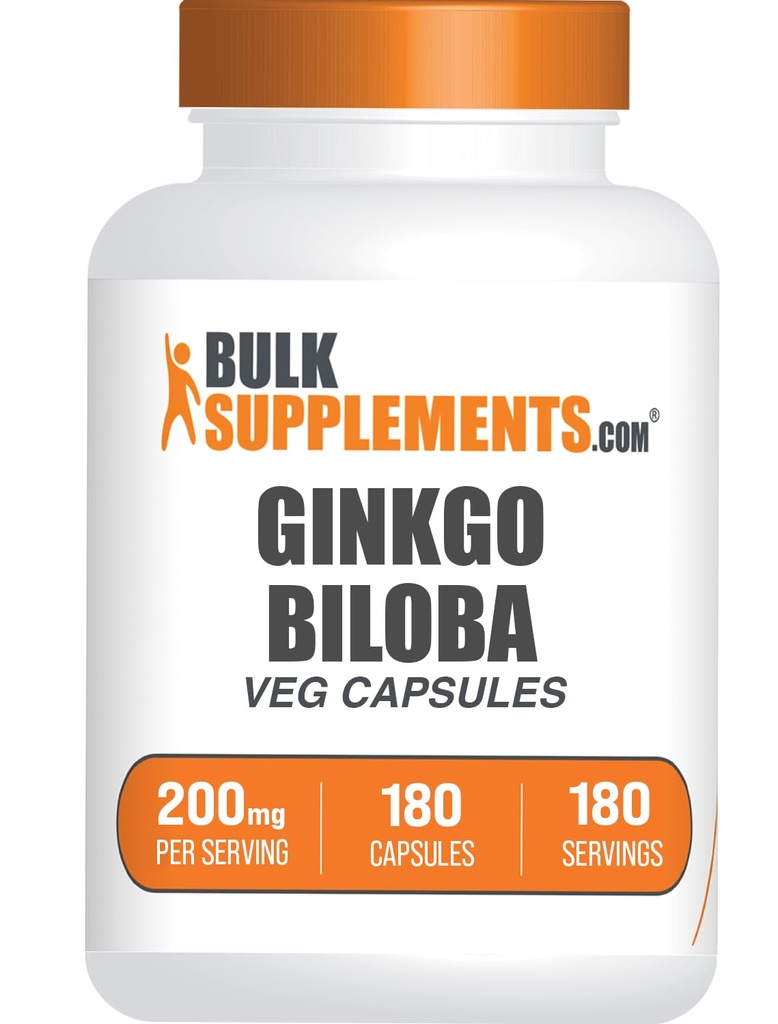 BulkSupplements.comginkgo Biloba Extract Kapsule - Ginkgo Biloba Zdroj z listov, bylinné doplnky - Vegan, 1 Kapsula na obsluhu, 180 Počet (Pack of 1)