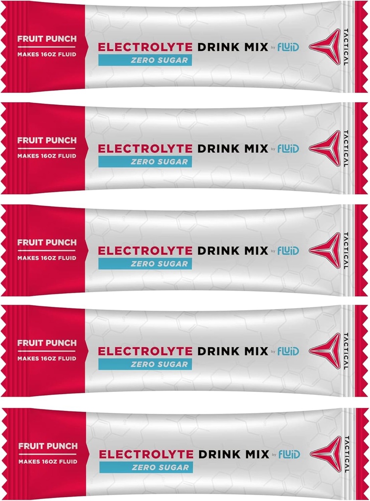 Fluid Tactical - Zero Sugar, Keto Electrolyte Powder, Hydration Pakets, Made in USA (Fruit Punch, 25 gróf)