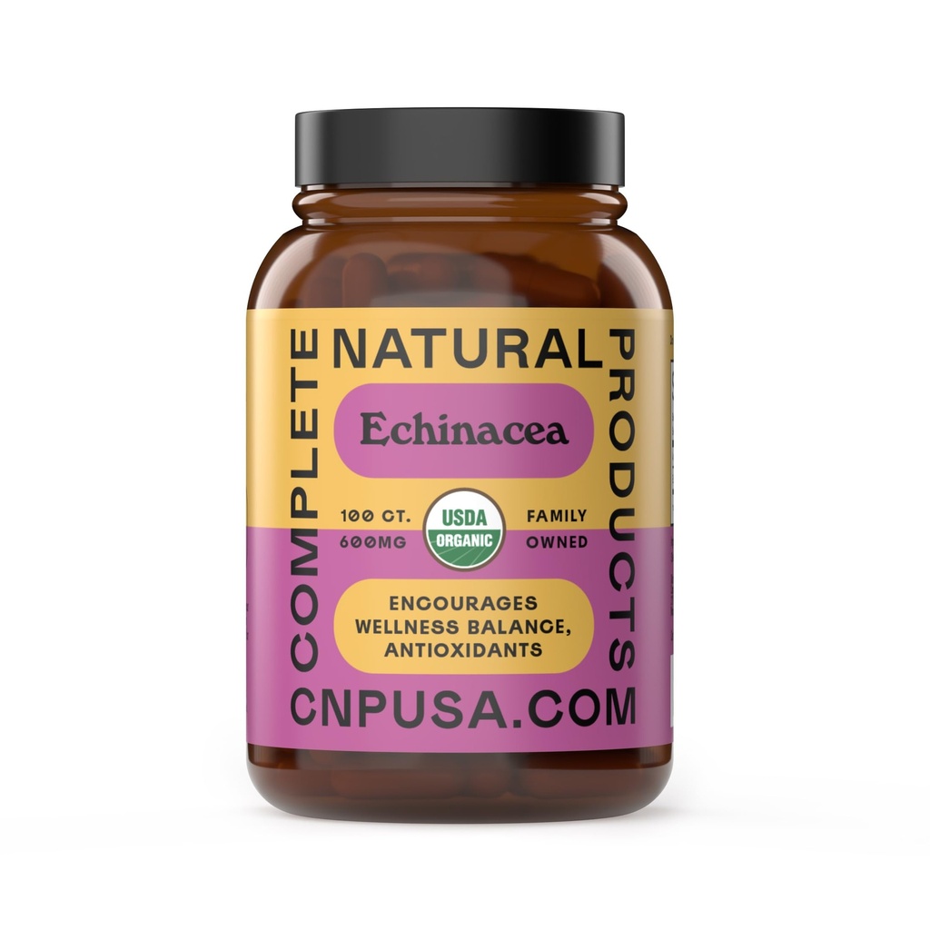 Kompletné prírodné produkty Organické Echinacea Kapsule 600mg, 100ct 