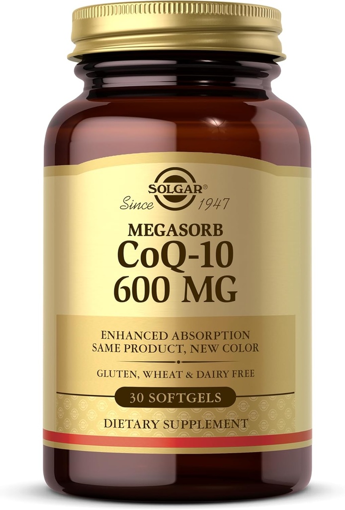 Solgar Megasorb CoQ-10 600 mg, 30 Softgels - Podporuje zdravie nervového systému - Koenzým Q10 Supplement - Enhanced Absorption - Gluten Free, Dairy Free - 30 Servings