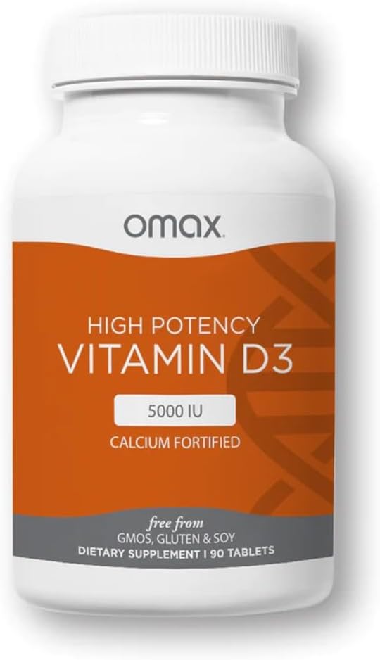 Omax3 Vitamín D3 5000 IU + vápnik, 90-dňová zásoba, silné kosti, svalové a kĺby, zdravie srdca, imunita, negeneticky modifikované organizmy, žiadne lepidlo, žiadna sója (nové balenie) - 90 tabliet (90)