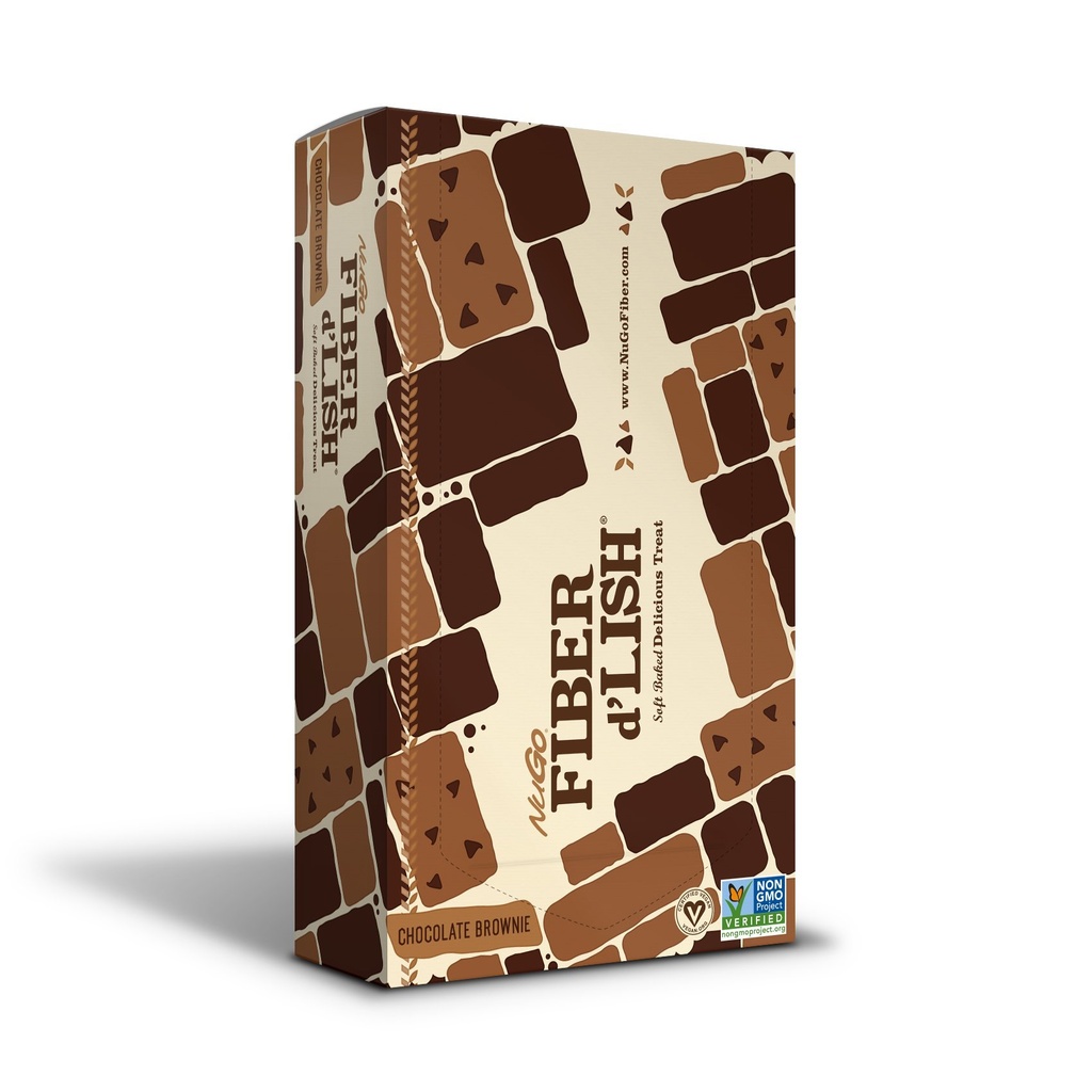 NuGo Fiber d'Lish Chocolate Brownie, 12g High Fiber, Vegan, 150 kalórií, 16 gróf
