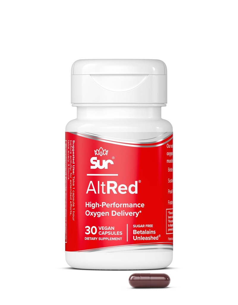 Sur AltRed Beet Root Capsules for Muscle Recovery and Sports Nutrition - 25% Betalain Extract Pre Workout & Nitric Oxide Supplement for Endurance Athletes