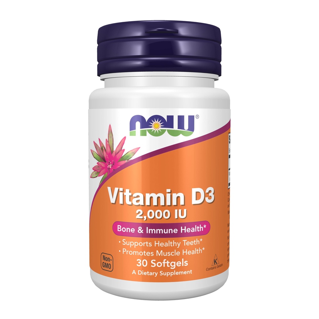 Teraz potraviny doplnky, vitamín D-3 2,000 IU, vysoká potencie, štrukturálna podpora*, 30 Softgels