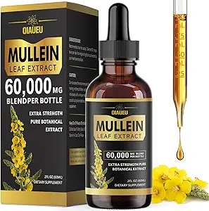 Mullein kvapky pre Pľúca, Natural Mullein Leaf Extract, Respiračná podpora a Pľúca očistiť bylinné doplnky, Vegan - 2 fl oz