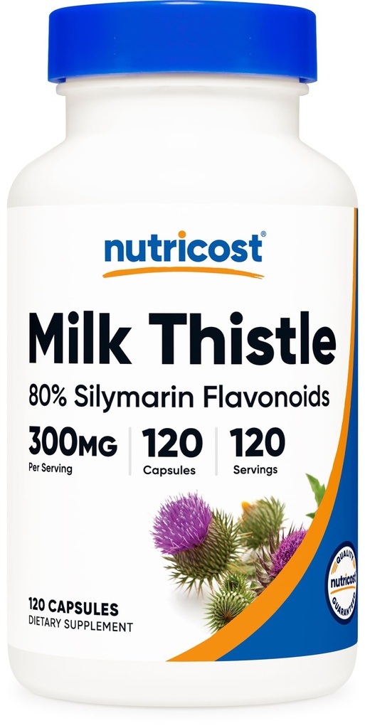 Nutricost Milk Thistle Kapsule 300 mg, 120 Kapsule (80% Silymarin) - Gluten-Free & Non-GMO