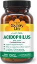 Country Life Acidophilus Probiotic Supplement for Women & Men - Free from Common Allerens - 2,4 miliardy CFUs to Support Digestive Health - Dairy-free, Non-GMO, 100 Vegan Capsules