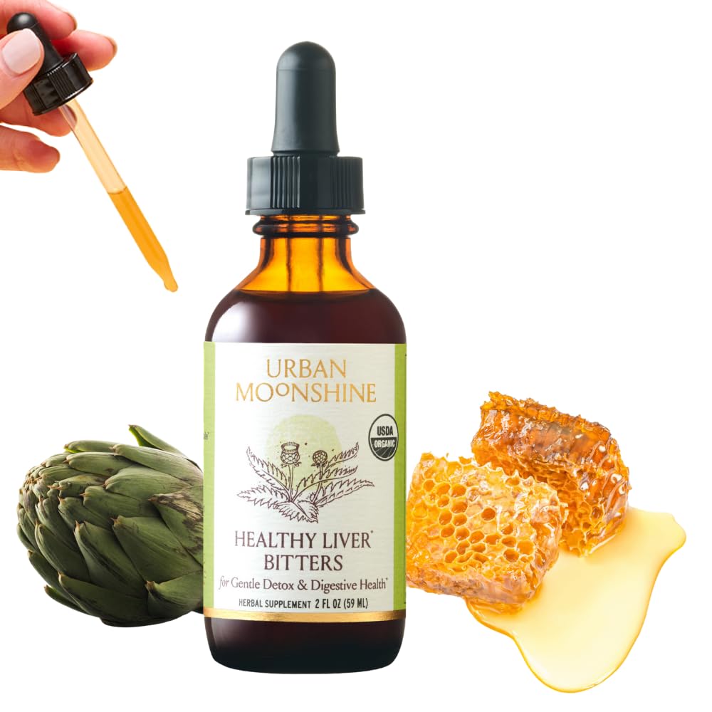 Urban Moonshine Healthy Liver Bitters - Pečeň Podpora - Detox - Bile Production - Gut Health - Artichoke - Dandelion - Gentle Detox* -Organic- 2 Fl Oz