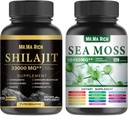 Moss a Shilajit Kapsula Bundle, Ashwagandha Rhodiola Rosea Ginseng Cordyceps Mushrom Ginkgo Biloba Stinging Nettle Magic Moss Blendim Black Seed Turmeric Bladderwrack Burdock Black Pepper