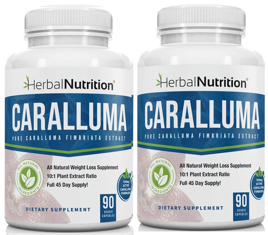 Rastlinná výživa Caralluma Fimbriata 180 Kapsule Dve fľaše balenia Maximálna sila 10:1 Extract Ratio 1200mg All-Natural Diet, Energy, Endurance and Weight Management Supplement