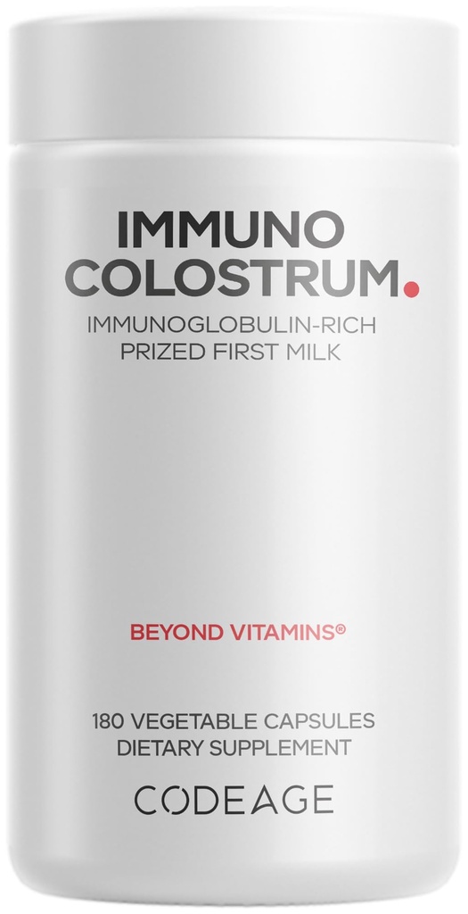 Codeage Colostrum Supplement, Grass-Fed Colostrum - Cened First Milk - Tráva-Vyhotovené, mrazený - Vitamíny, Imunoglobulíny, Rastové faktory - non-GMO, Gluten-Free - 180 Kapsule