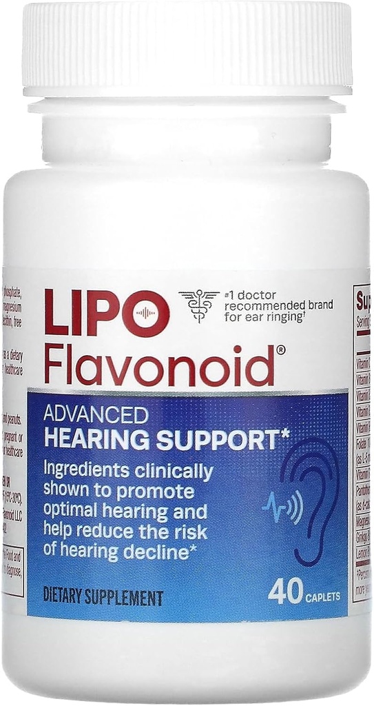 Lipo Flavonoid Advanced Podpora sluchu Denné doplnky - pomáha znížiť riziko sluchového úpadku a podporuje optimálne sluch - 40 Caplets