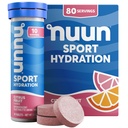 Nuun Sport Electrolyte tablety s horčíkom, vápnikom, draslíkom, chloridom a sodným, bezlepkom a vegánom, citrusovým ovocím, 8 balení (80 dávok celkom)