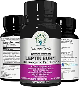 Leptín spaľovanie - termogénna spaľovač tukov, chuť k jedlu Potláčacia látka, Energy Booster & Metabolizmus Booster pre chudnutie - diétne pilulky, ktoré pracujú rýchlo pre ženy a mužov - 60 Slim pilulky, lepok zadarmo