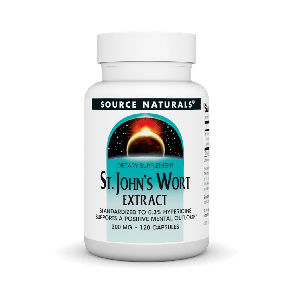 Zdroj Naturals St John's Wort Extract 300 mg podporuje pozitívny duševný Outlook - 120 Kapsule
