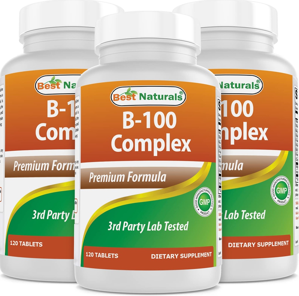 Najlepšie prírodné B 100 Komplex 120 Tablety (B komplex Vitamíny) (120 Počet (Pack of 3))