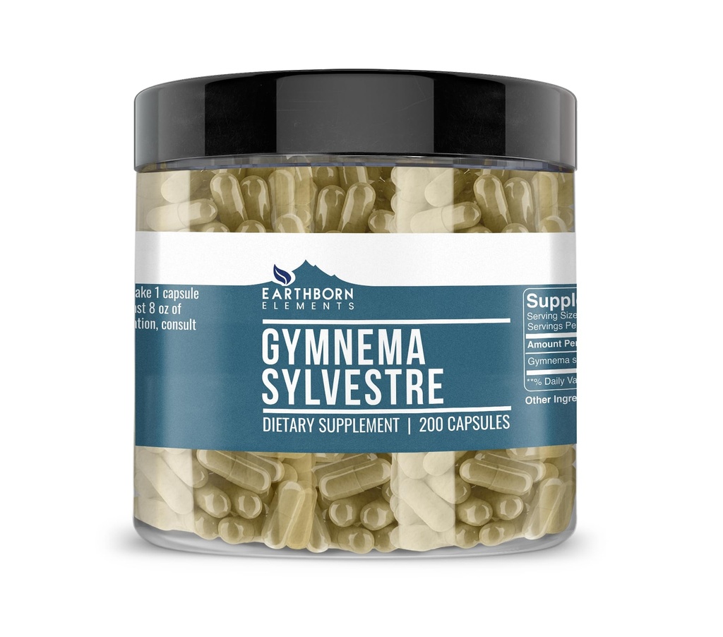 Pozemné prvky Gymnema Sylvestre 200 kapsúl, čisté a neriedené, žiadne doplnkové látky