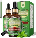 Organické Chlorofyl Tekuté kvapky Lipozomálne pre ženy a mužov, 6-in-1 Zelené Superpotraviny Vegán Chlorofyl w/Spirulina, pšeničná tráva, vitamín C B12 A pre vnútorný dezodorant*, energia,trávenie,2Packs/4 Fl Oz