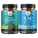 Bundle of Liver Cleanse Detox & Repair Formula a NAC Supplement N-Acetyl Cysteine 600mg - Bylinné Pečeň podpora doplnok s mliekom bodliak - Vysoká absorpcia NAC 600 mg kapsuly Glutatión