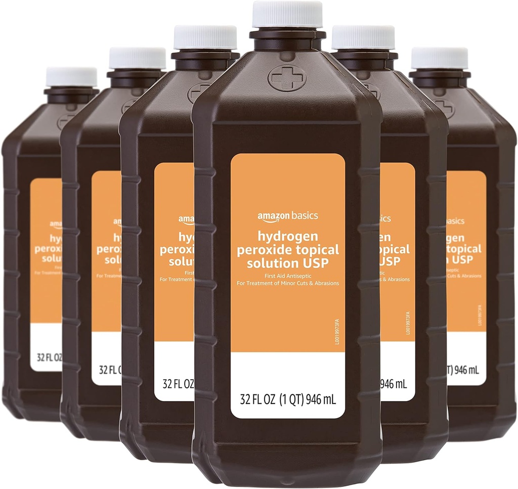 Amazon Basics Hydrogen Peroxide Topical Solution USP, unflavred, 32 Fl Oz, balenie po 6