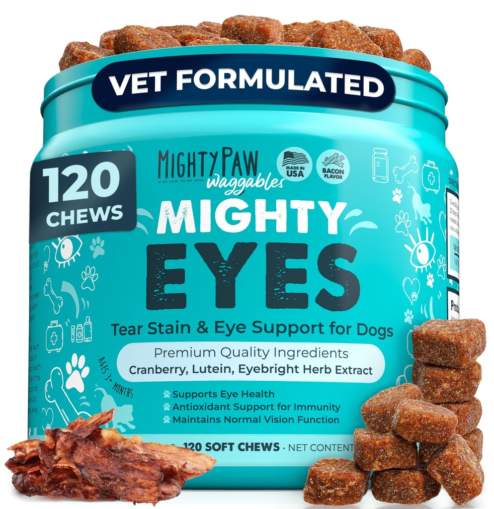 Mighty Paw Waggables Eyes (Made in USA)  Lubrikuje oči, imunitnú podporu (120 Ct)