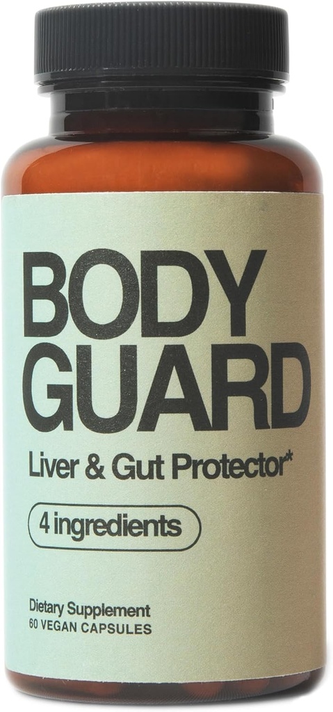 Bodyguard Liver Detox & Gut Health, Setria® Liposmal Glutatión 250 mg, Master Antioxidant, Post- Celebration Formula, Red Flush Support, Vegan, Gluten Free, Made in USA, 4 Ingrediencie, 60 Kapsule
