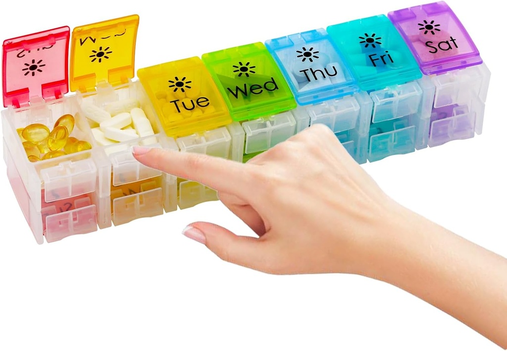 Veľký pilulky Organizátor 7 Day with Spring-Open Design-Týždenný pilulky Organizátor 2 Časy denne s AM PM Big Compartments Pill Box pre doplnky Pill Container Holder for Vitamíns Medicine Organizátor