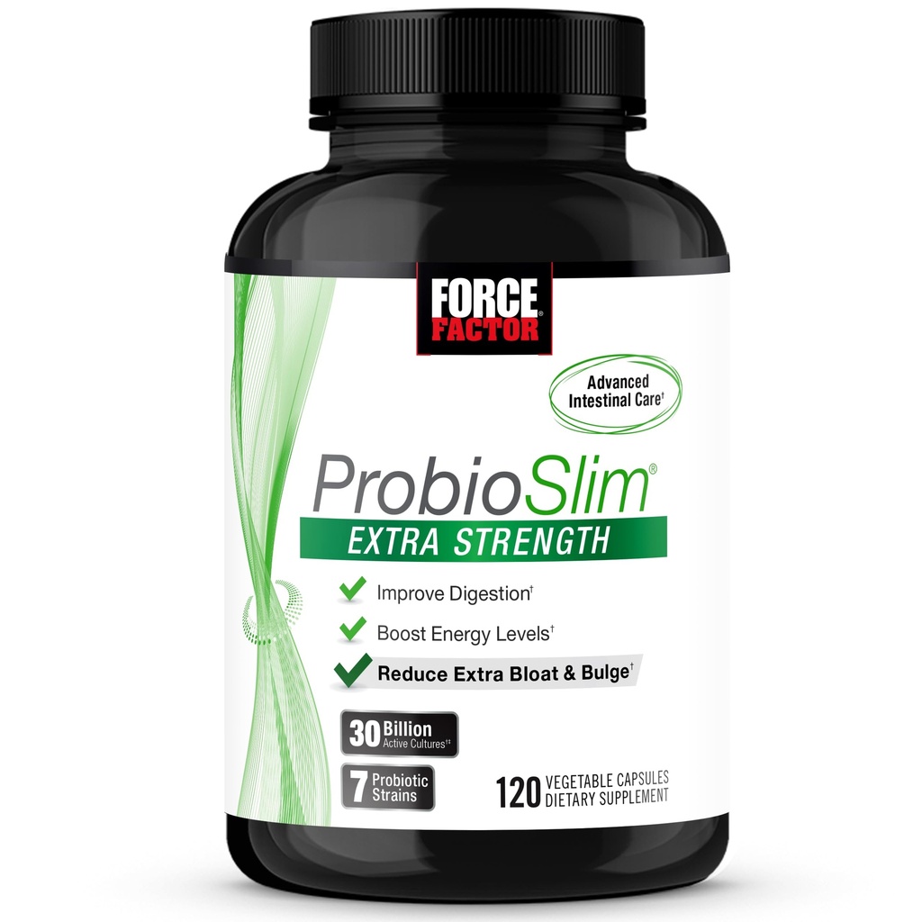 FORCE FACTOR ProbioSlim Extra sila Probiotiká pre ženy a mužov s 30 miliardami CFU probiotík pre tráviace zdravie, Bloating Relief, a zdravie Gut, s Prebiotické Fiber, 120 Kapsule