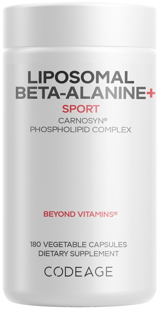 Codeage Lipozomálne Beta-Alanine Supplement - CarnoSyn Beta-Alanine - 2-Month Supply - Lipozomálna dodávka - Pred tréningom, Post Cvičenie a Sport Supplementation - Non-GMO - 180 Kapsule