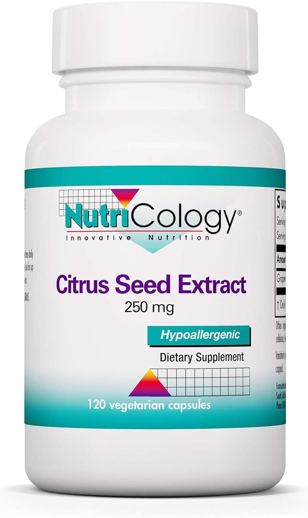 Nutricology Citrus Seed Extract Supplement - Grapefruit Seed Extract 500mg, Podporuje metabolickú funkciu, Bez kontaminantov, Vegetariánske kapsule - 120 Počet