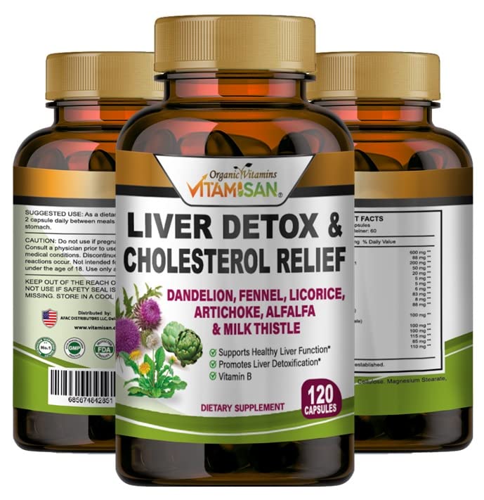 VITAMISAN Pečeň očistiť Detox Doplnky s mliekom Thitle-Fennel-Aalfalfa-Vitamin B-Artichoke-Dapún Root Podpora Muži & Ženy 120 Caps Detox Cleans & Boost Immune