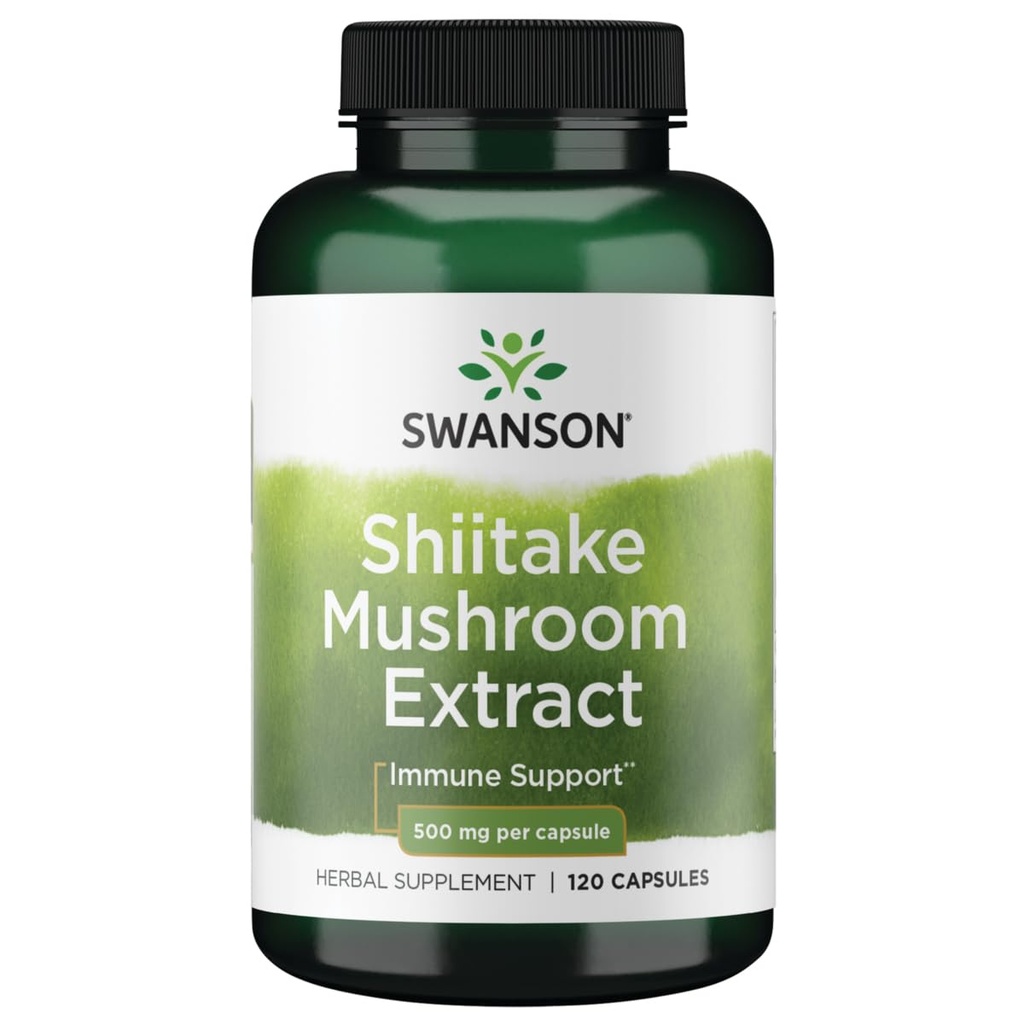 Swanson Shiitake Mushrom Extract (4:1) 500 Milligrams 120 kapsúl