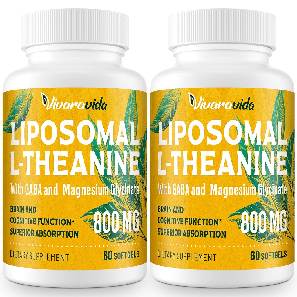 L-teanín 800mg doplnok s GABA a horčík Glycinát - prírodné zlúčeniny, spánok a relaxácia (120 Softgels)