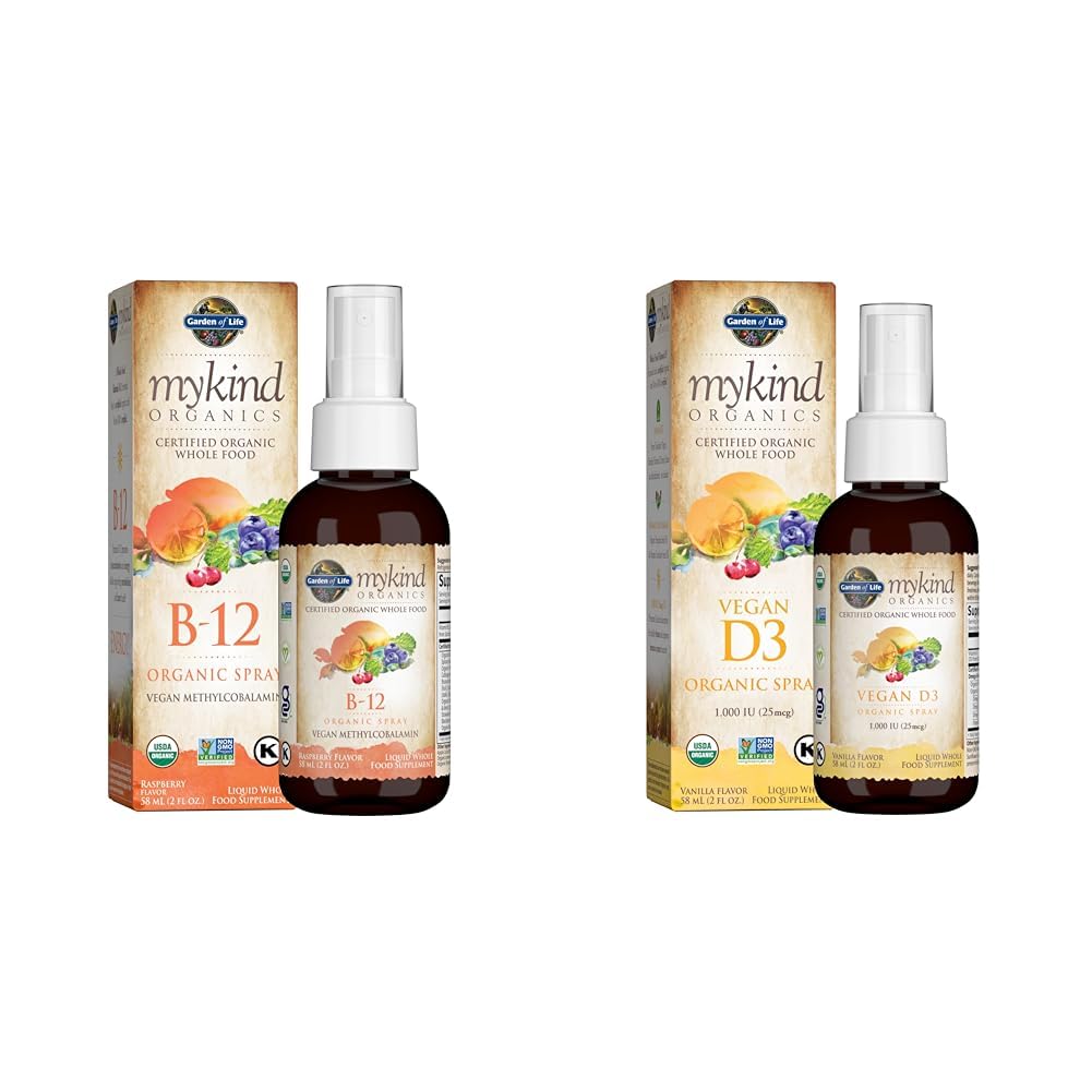 Záhrada života Organické látky B12 Vitamín - celé jedlo B-12 pre metabolizmus a energiu a vitamín D3 Tekuté 1000 IU na sprej
