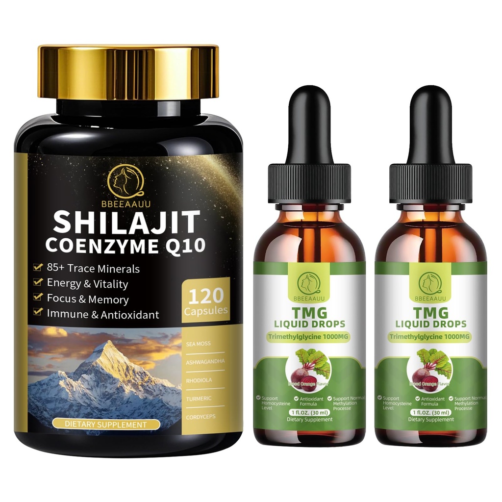 TMG (Trimethylglycín) Supplement Liquid Drops & Shilajit Kapsule s morským machom