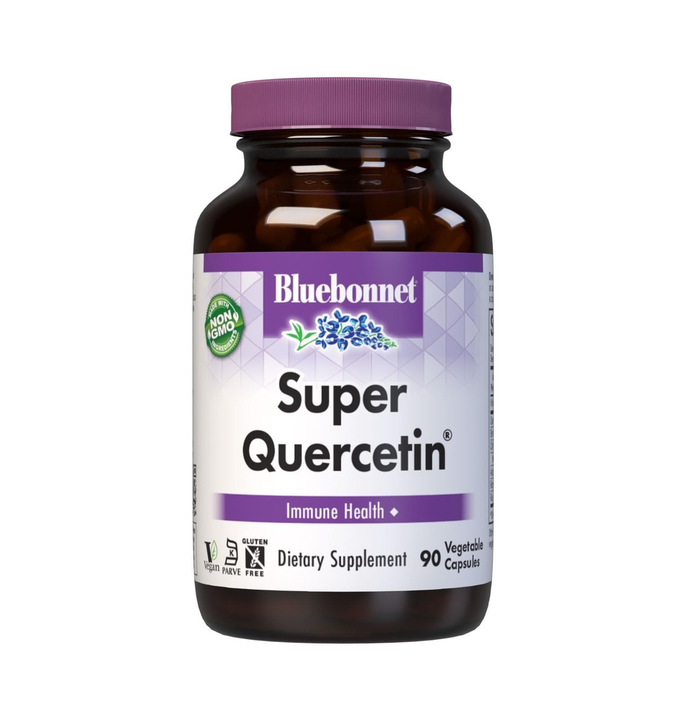 Bluebonnet BB-553 Nutrition Super Quercetin Rastlinné kapsule, vitamín C Formula, Najlepšie pre Sezónne a imunitné podpory, Non GMO, Gluten Free, Soy Free, Milk Free, Košer, White, 90 Počet (Pack of 1)