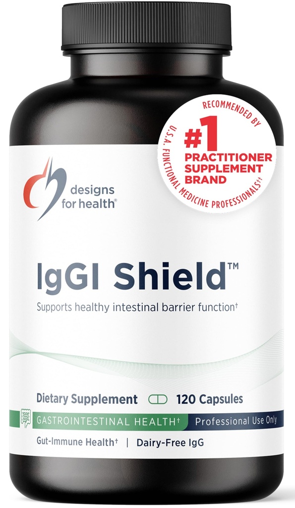 Designs for Health IgGI Shield - Gut Health & Immune Support Powder with Dairy-Free Immunoglobulin and NAG - Help Bind & Odstrániť toxíny a obohatiť intestinálnu bariéru (120 kapsúl)