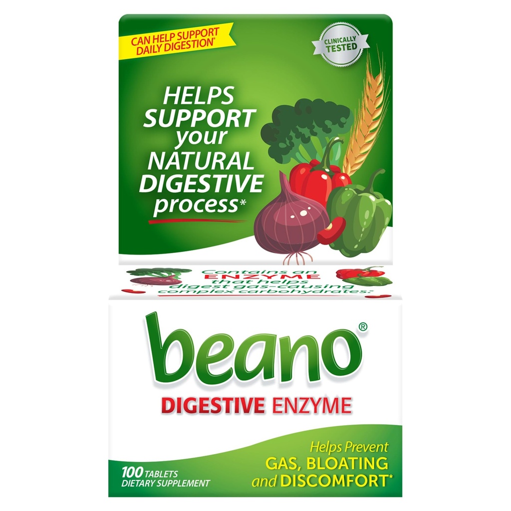 Beano Food Enzyme Dietary Doplnkové tablety - 100 ct, balenie po 2