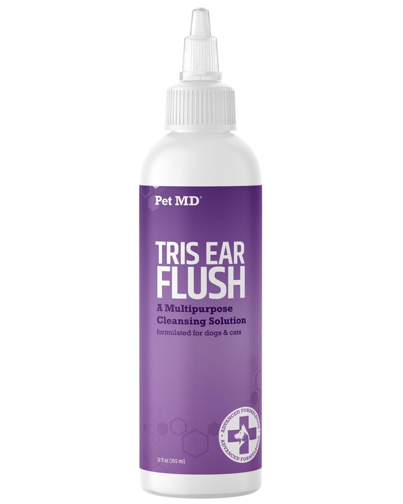 Pet MD Veterinary Tris Flush Mačka a pes Čistič ucha - pes Sčervenanie ucha - 12 oz