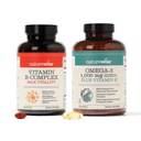 NatureWise Vitamin B Complex 360 Softgels & Omega 3 Rybí olej 180ct pre energiu, srdce, mozog, immune & Vision Podpora