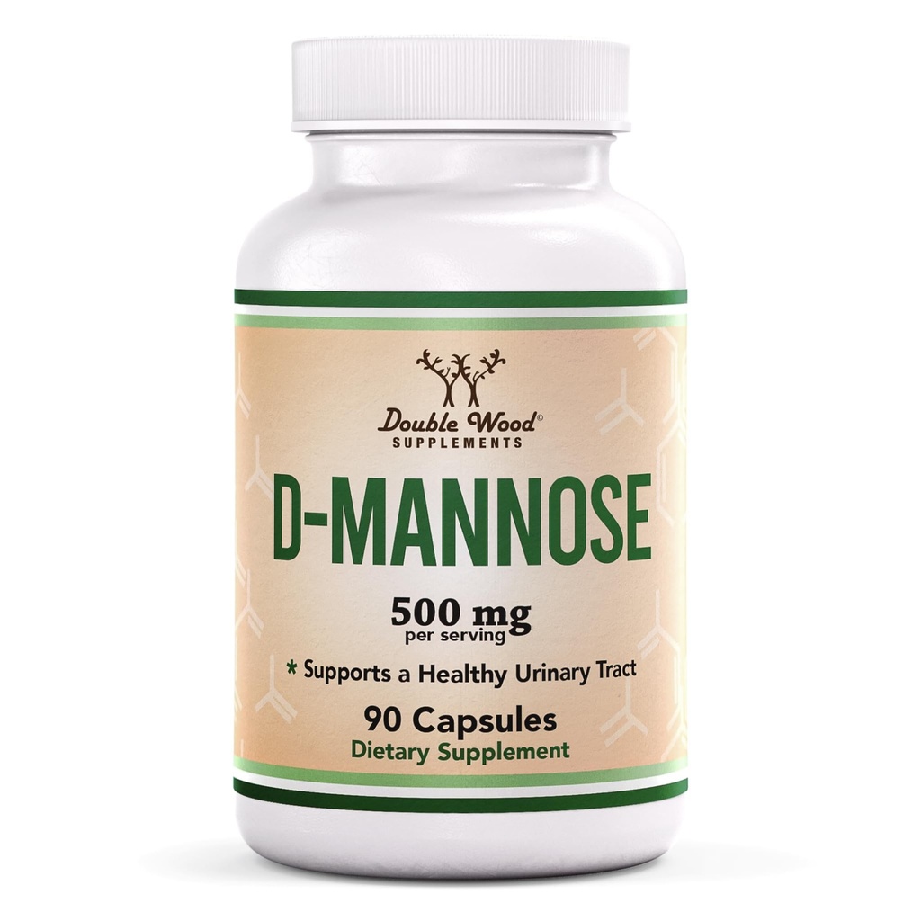 Double Wood Supplements D Mannose 500mg Kapsule, 90 Gróf (D-manóza pre močové tract zdravie a močový mechúr Lining, pomáha UTI prevencia) Vegan Safe, non-GMO, lepidlo zadarmo