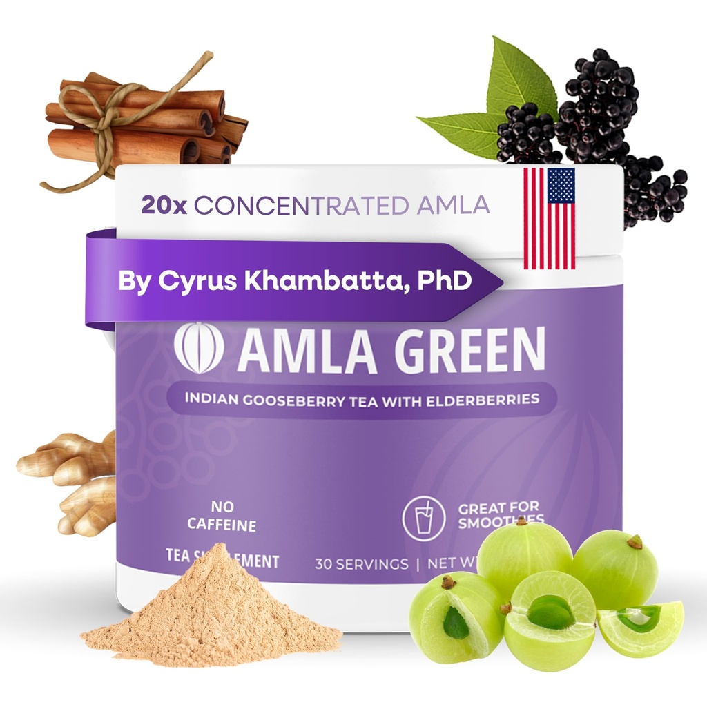 Amla Powder & Imunity Blend Superfood Supplement with Elderberry, 20x Ultra Concentrated Amla, Immune Support, Made with Ginger, Škorica, Peppermint, Indian Gooseberries, Imunity, 30 Servings