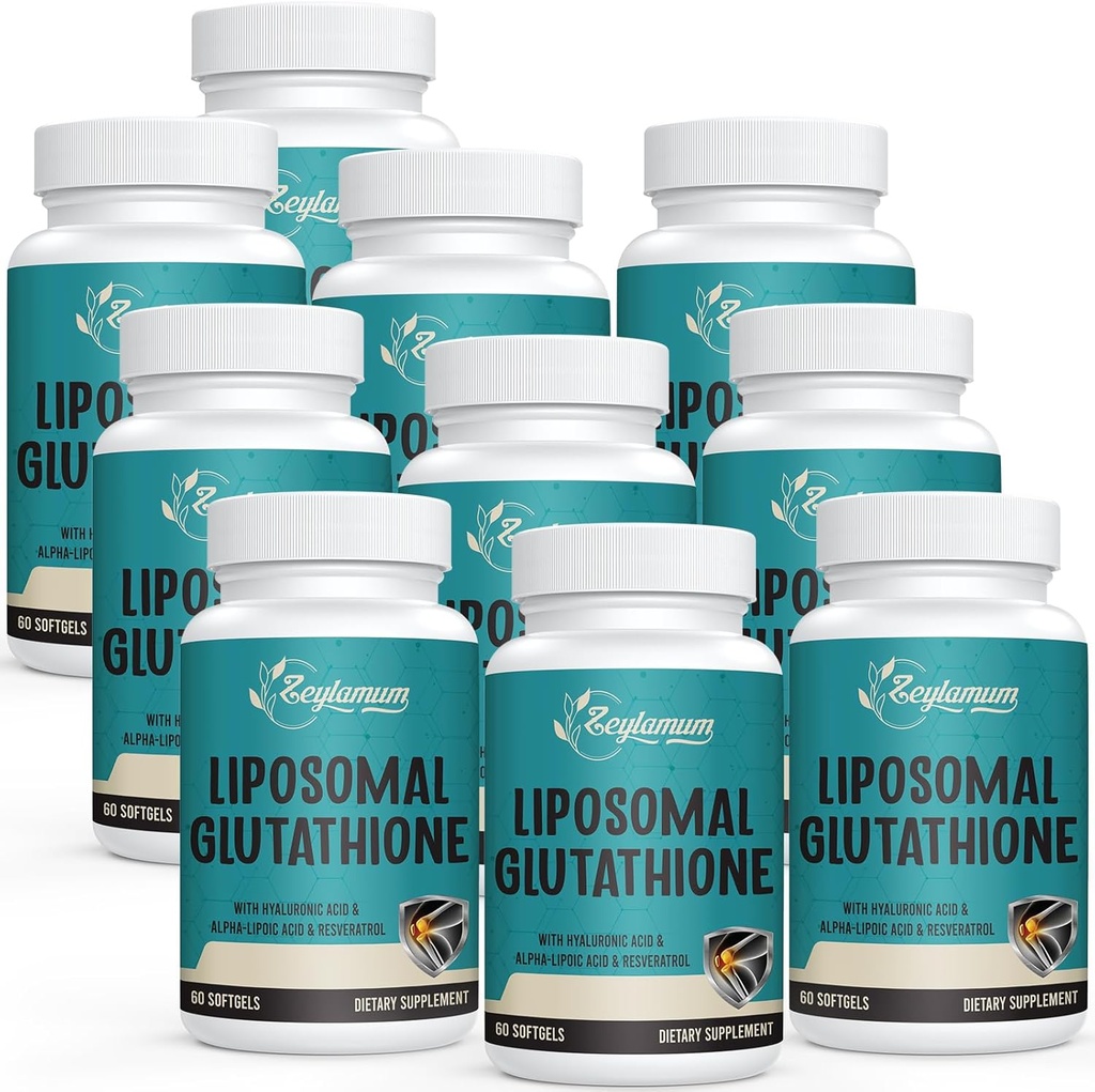 2400 MG Lipozomálne Glutatión Softgels, maximálna absorpcia, aktívna forma L-glutatión Redukované (GSH) s kyselinou hyalurónovou, Resveratrol, Master Antioxidanty pre detox, mozog, imunitný systém, 600 Softgels