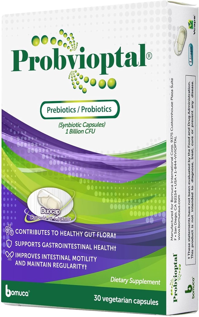 Probvioptal, 30 kapsúl, probiotiká a prebiotiká, Duocap, 1 miliarda CFU, bez lepidla