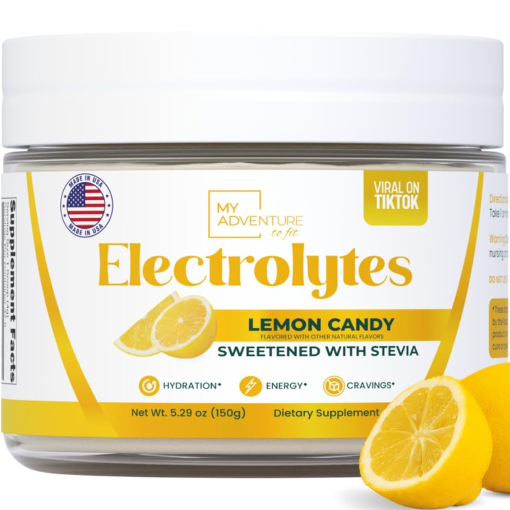 Zero Cukor - Citrónové Candy Electrolytes Powder - Osviežujúca hydratácia - Kofeín Bez energie so všetkými prírodnými zložkami - Vegan, Keto & Paleo - Bezcukrový Electrolytes Powder Drink Mix - 37 Podávatelia