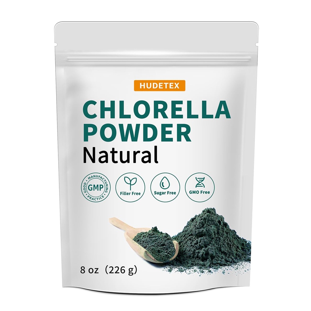 Chlorella Powder Natural- Chlorophyll Powder, Supports Immune System & Liver Function, Keep Youth, Vegan, Bohatý na vegánsky proteín a vitamíny, 8 oz.
