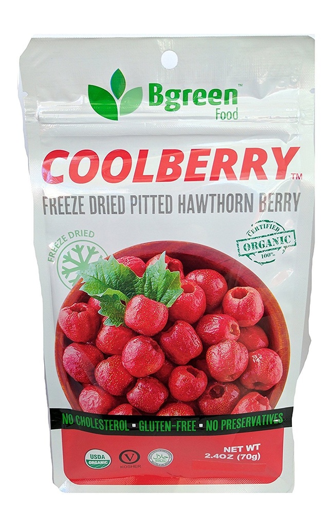 Bgreen- Organic Freeze sušené Hawthorn Berry, USDA Organic, Tea Infusion, Smoothie, Superfood