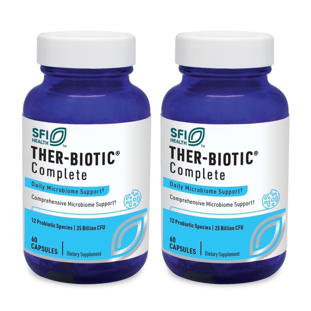 Klaire Labs SFI Health Ther-Biotic Complete - Hypoalergénne probiotiká pre ženy a mužov - Acid-Stable Probiotic Supplement - 12 druhov pre imunitné a tráviace zdravie - 25 miliárd CFU (2 balenia)